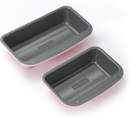 Monfish Loaf Pans for Home Baking Bread, 2lb loaf bread pan Carbon Steel loaf cake Tin 11x5 inch Pink 9x5 1lb bread Pan Mold gray Non Stick coating (pink)