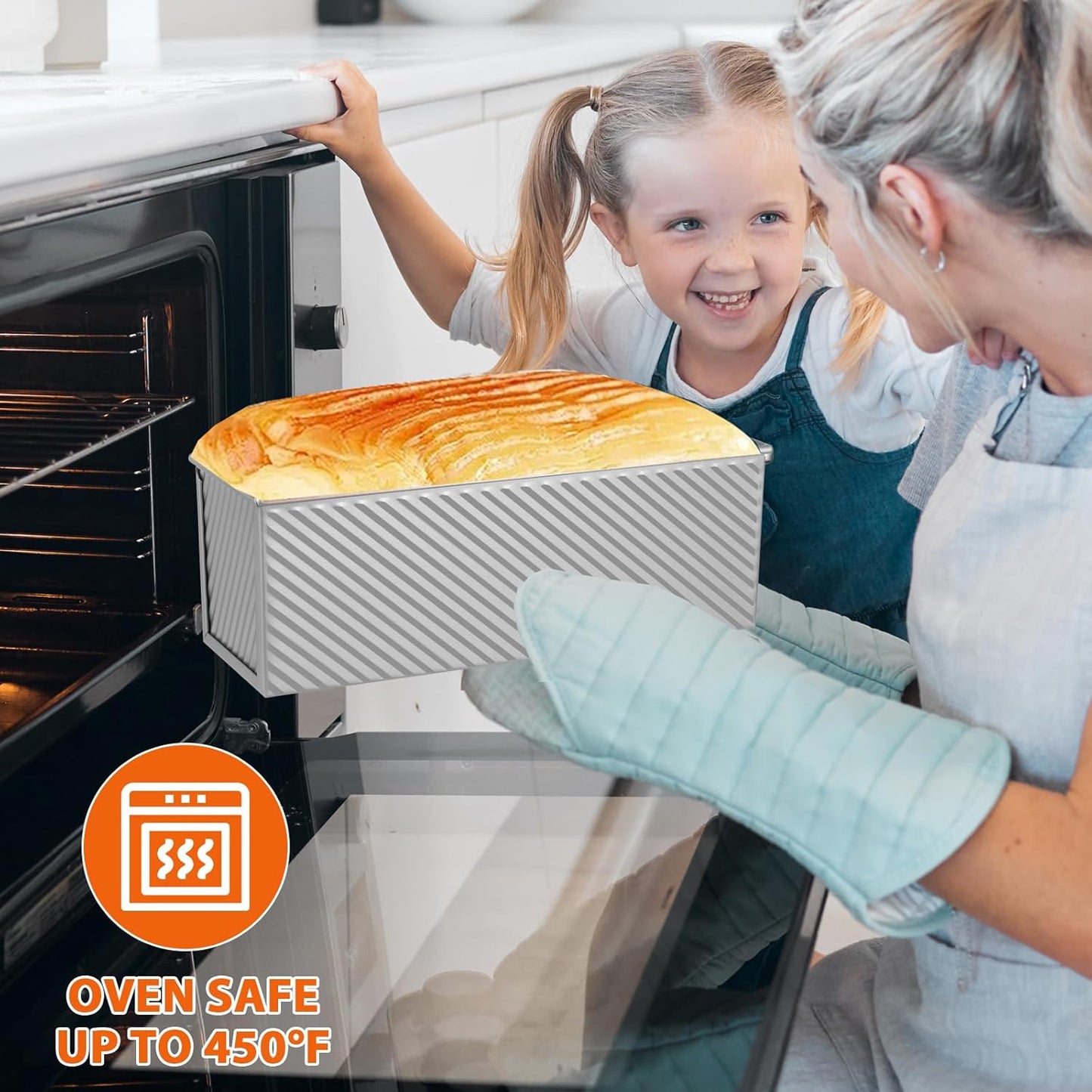 Non-Stick Pullman Loaf Pan with Lid 13x4 Inch - 2.2lb Carbon Steel Bread Baking Pan with 4 Vent Holes, Heavy Duty Sourdough Loaf Pan with Cover for Homemade Sandwich Bread (Silver)