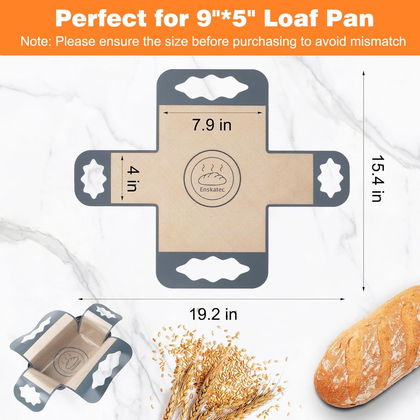 2 Pcs Silicone Bread Loaf Pan Liners, Reusable Food-Grade Silicone Bread Baking Mat, Non-Stick & Heat Resistant Loaf Pan Lifters, Sourdough Sling with 4 Handles, Fits 9x5" or 1.5Lb Loaf Pans