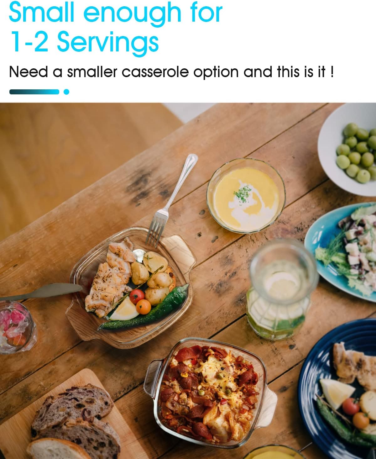 NUTRIUPS 1L Square Glass Casserole Dish with Lid, Mini Glass Casserole Cookware for Oven