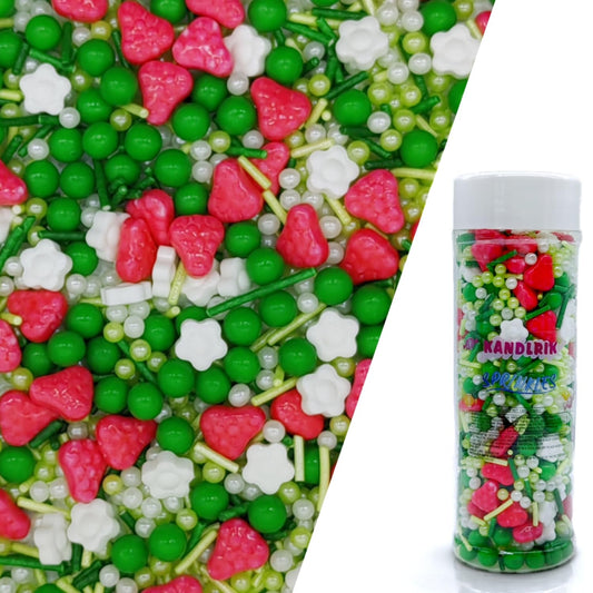 Strawberry Sprinkles Candy Mix Size Edible Pearls Cake Decorations Cupcake Toppers Cookie Decorating Perfect for Wedding Party Valentine Halloween Christmas Supplies 4.58OZ