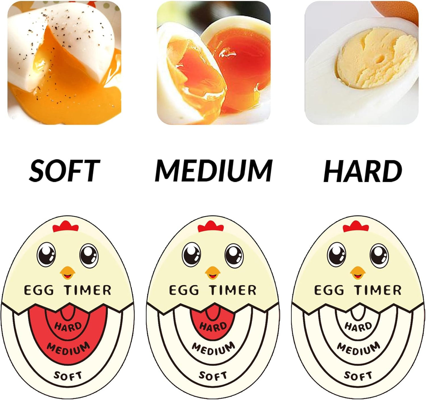 Lasubst Egg Timer That Goes in Water for Soft Medium Hard Boiled Eggs, 1 Red 1 Color