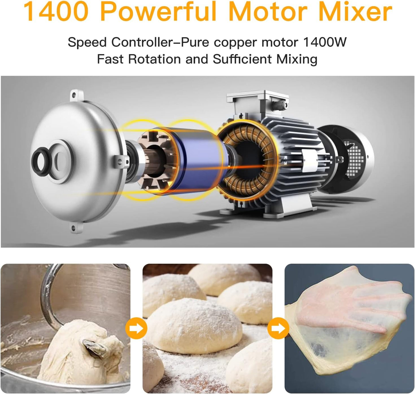 Garvee 7.5QT Stand Food Mixer, 10-Speed Tilt Head 3-IN-1 Kitchen Electric Mixer with Stainless Steel Bowl, Egg Whisk, Dough Hook, Beater, Splash Guard, Compact Dough Mixer for Home Cooks, Black