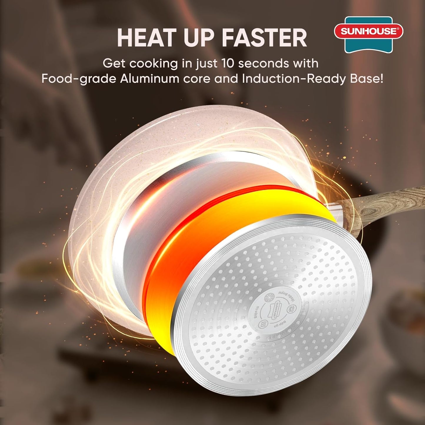 Sunhouse – Durable 9 Inch / 22 cm Nonstick Skillet, 4-Layer Non-Stick Frying Pan, PFOA-Free, Stay-Cool Handle, Induction Compatible with All Cooktops