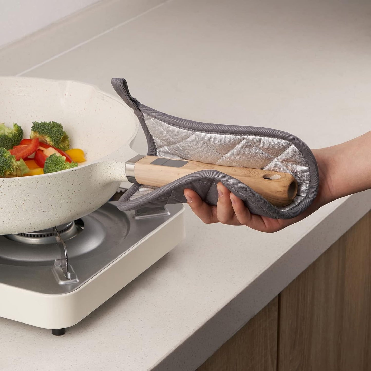 Kitchen Pot Holders Set Heat Resistant Pure Cotton Potholders Kit Trivets Large Coasters Hot Pads Terry Pot Holders for Everyday Cooking and Baking by 7 x 7 Inch Set of 6 Grey