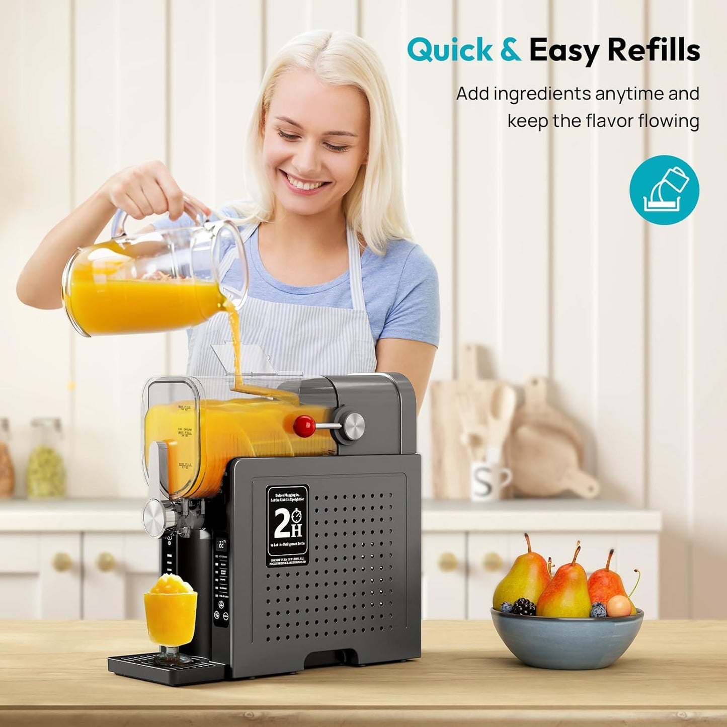 Slushie Machine for Home – 70oz Frozen Drink Maker with 6 Presets, No Ice Needed, 360° Mixing, One-Touch Self-Cleaning, Ice Cream & Smoothie Machine for Margaritas, Frappés, Cocktails & More