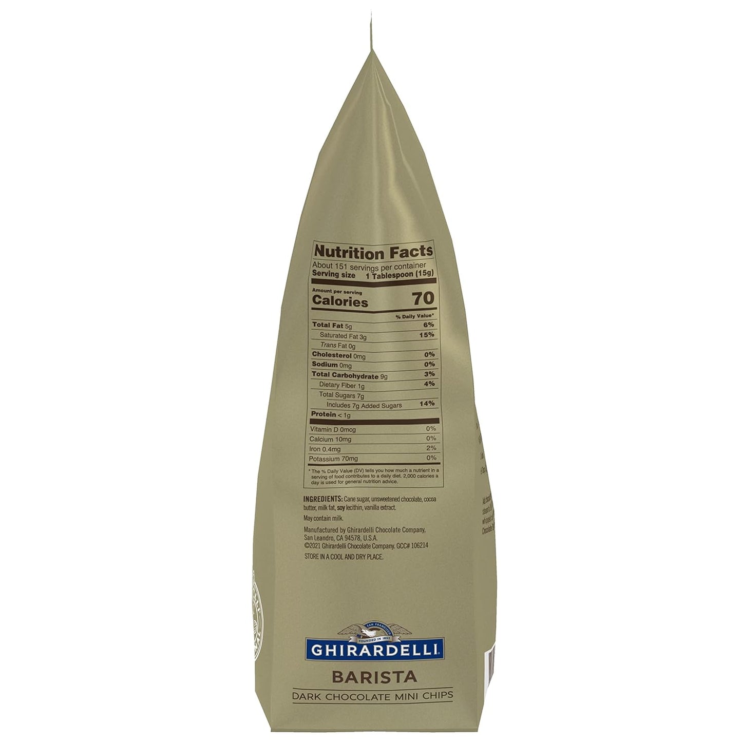 Ghirardelli Chocolate Company Dark Chocolate Barista Mini Chips 10,000 per lb, 5lb. Bag (Pack of 1)