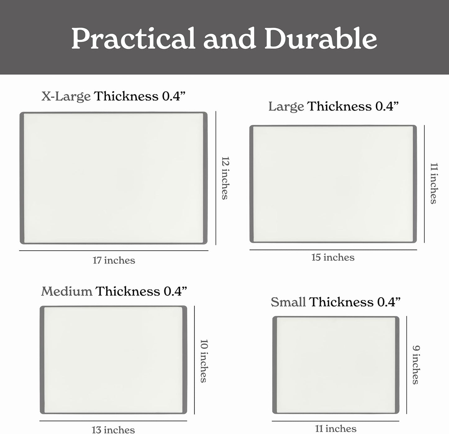 SMIRLY Plastic Cutting Board Set with Holder 4 Pieces, Non-Slip Dishwasher Safe Chopping Boards for Kitchen, Grey & White