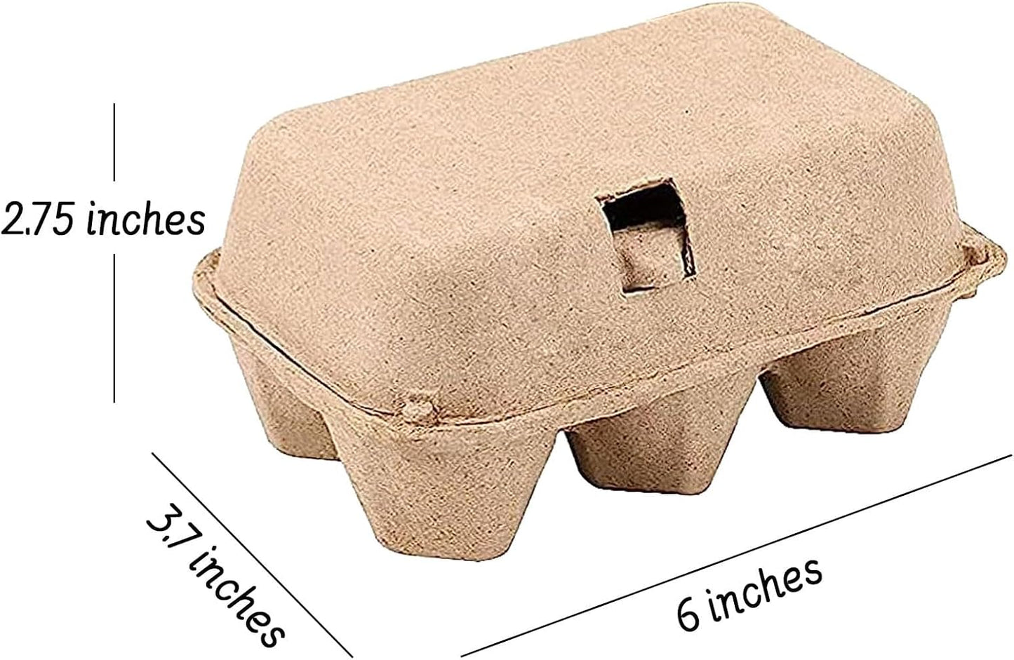 50 Pack Empty Egg Cartons,6 Pulp Fiber Storage Containers for Kitchen, Farm, Picnic,Travel, Brown,Reusable