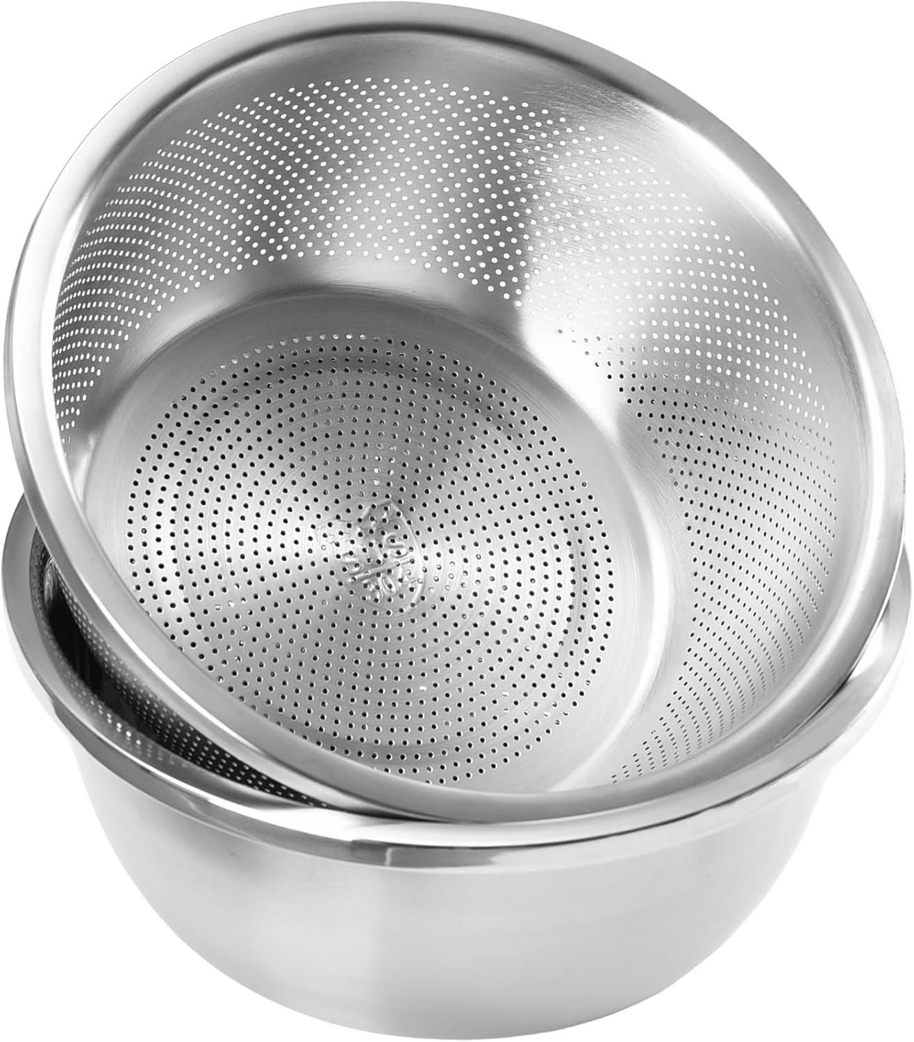 Colander and Bowl Set 1.8QT (2-in-1) - Thickened 304 Stainless Steel Kitchen Strainer Bowl for Fruit, Pasta, Vegetables, Rice - Heavy Duty, Induction Cooker & Dishwasher Safe