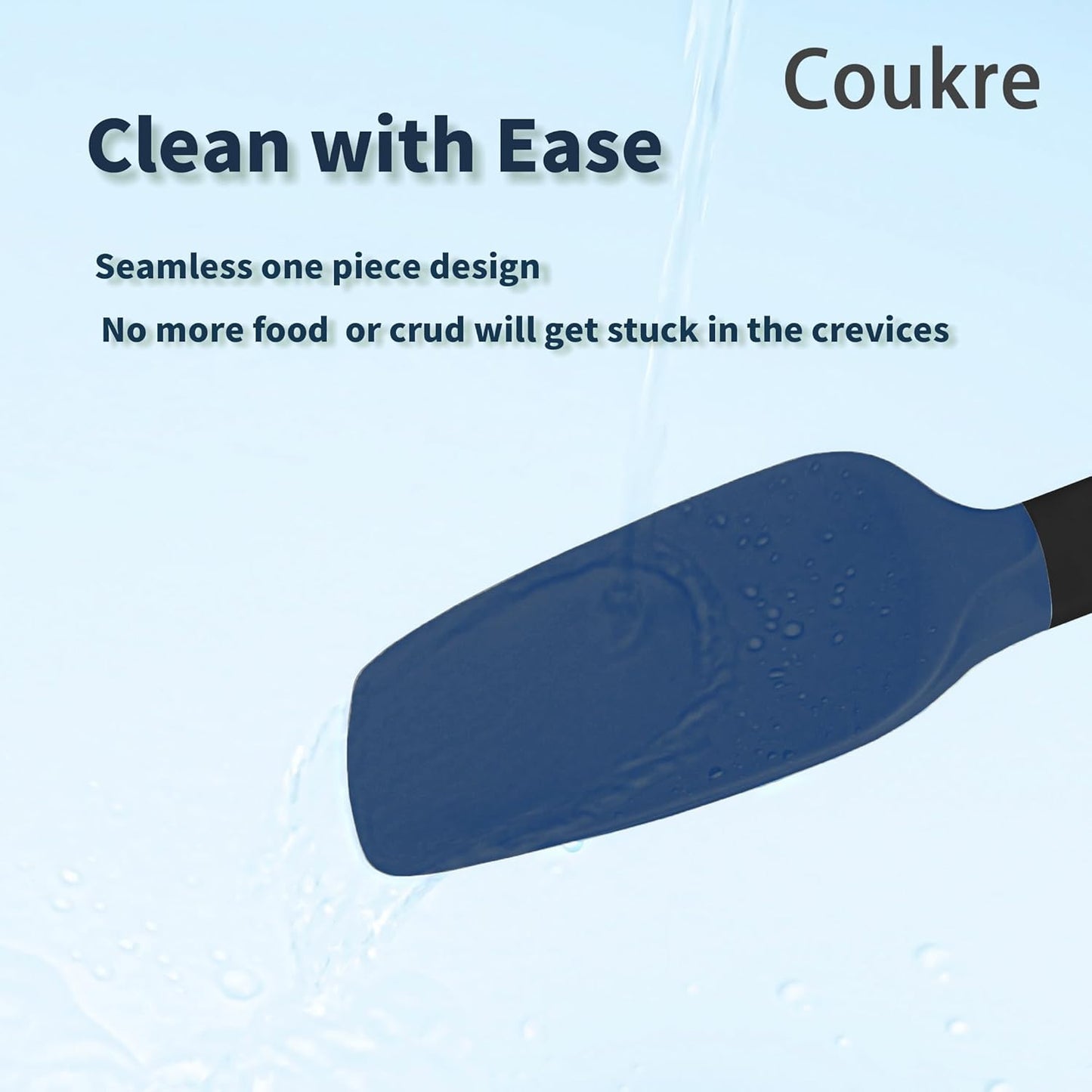 Coukre Silicone Spatula Set of 5,High Temperature Resistant, Food Grade Silicone, Dishwasher Safe, for Baking, Cooking (Dark Blue)