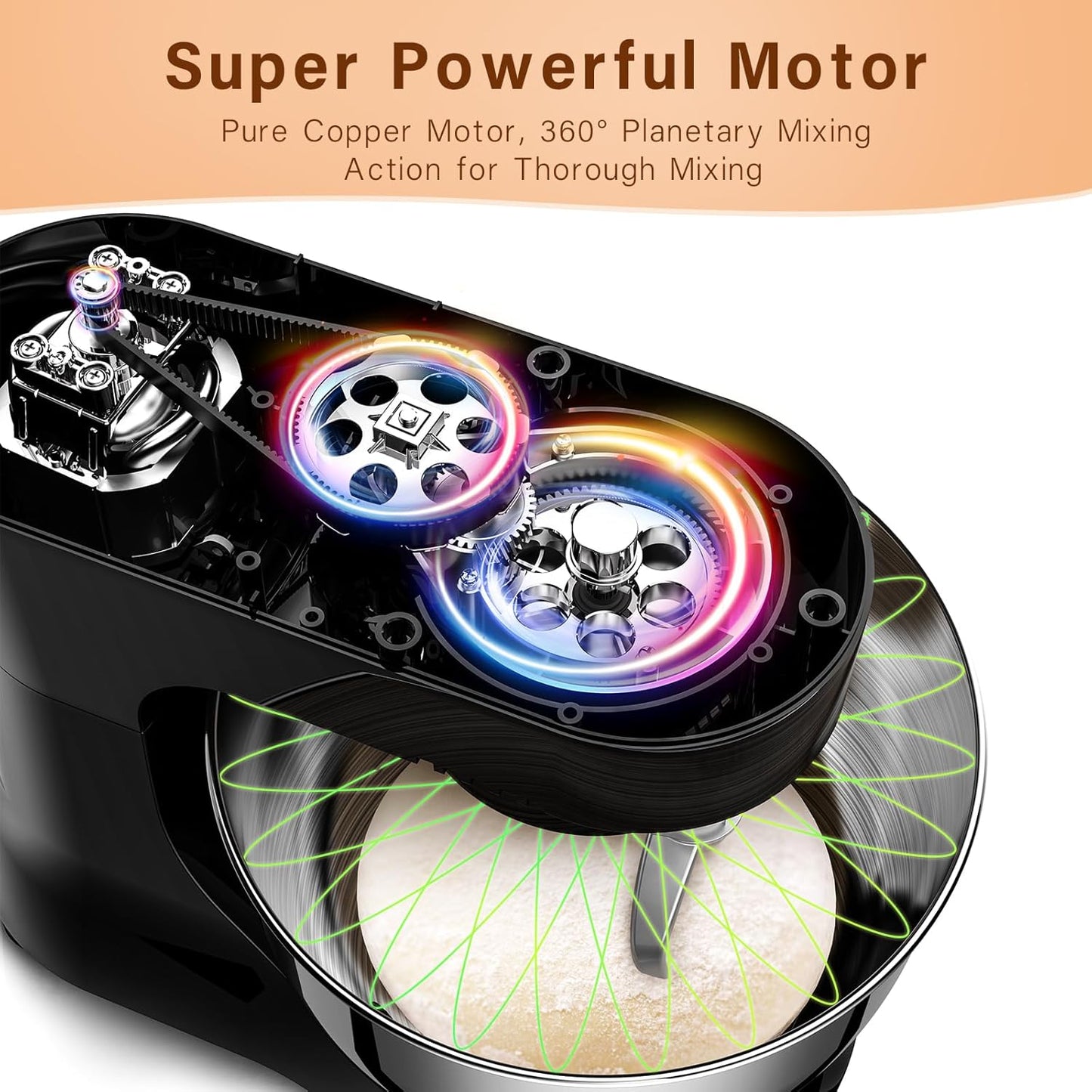 Stand Mixer, Zuccie 4.8QT Kitchen Electric Stand Mixer, 380W Motor Power Food Mixer, 8+P-Speed Dough Mixer with Dough Hook, Wire Whip & Beater, Black