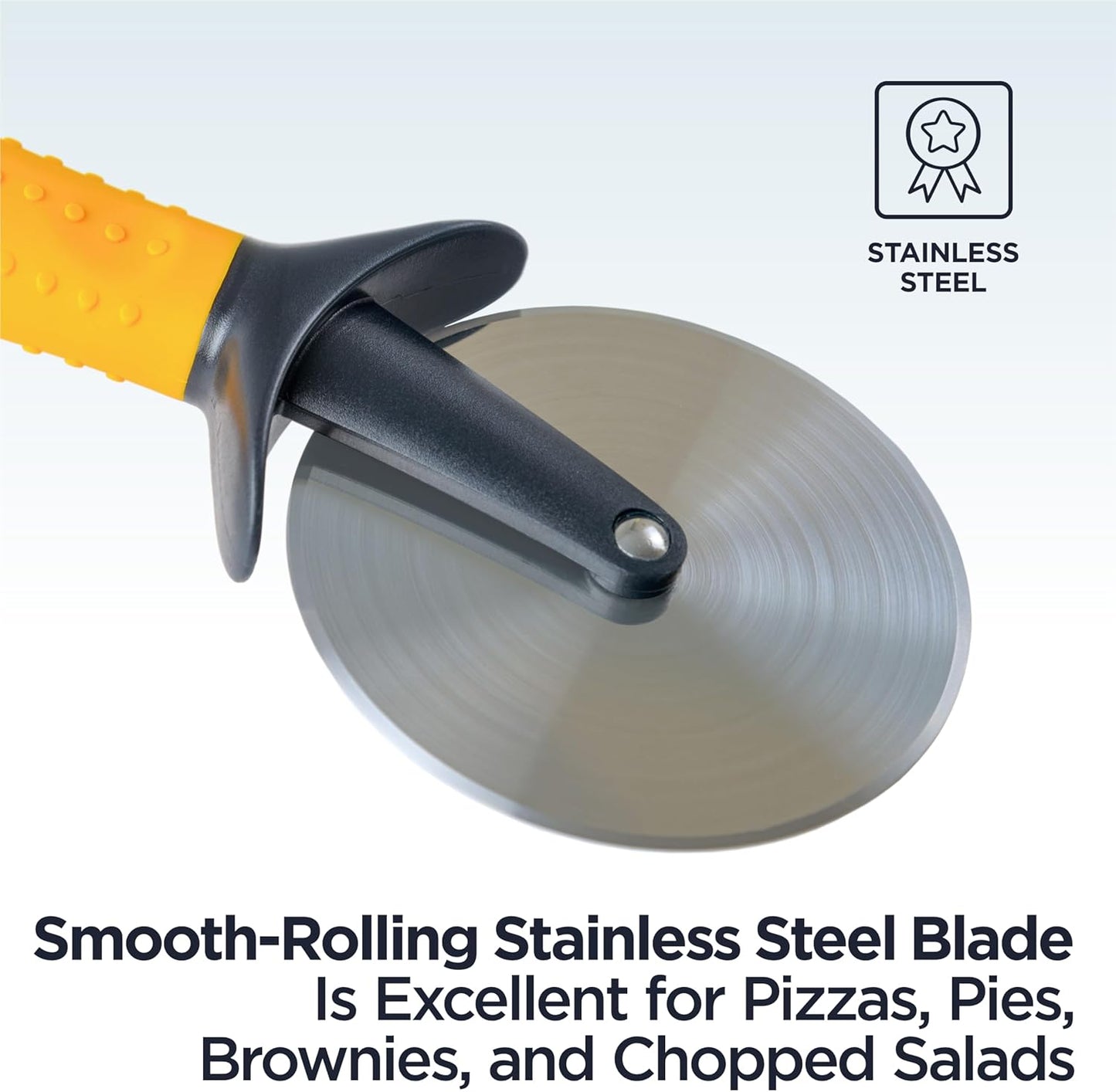 Deiss Pro Heavy Duty Pizza Cutter With Wheel Slicer- Stainless Steel Sharp Smooth Pizza Cutter Wheel With Easy Grip Non-Slip Handle, Dishwasher Safe (ORANGE)