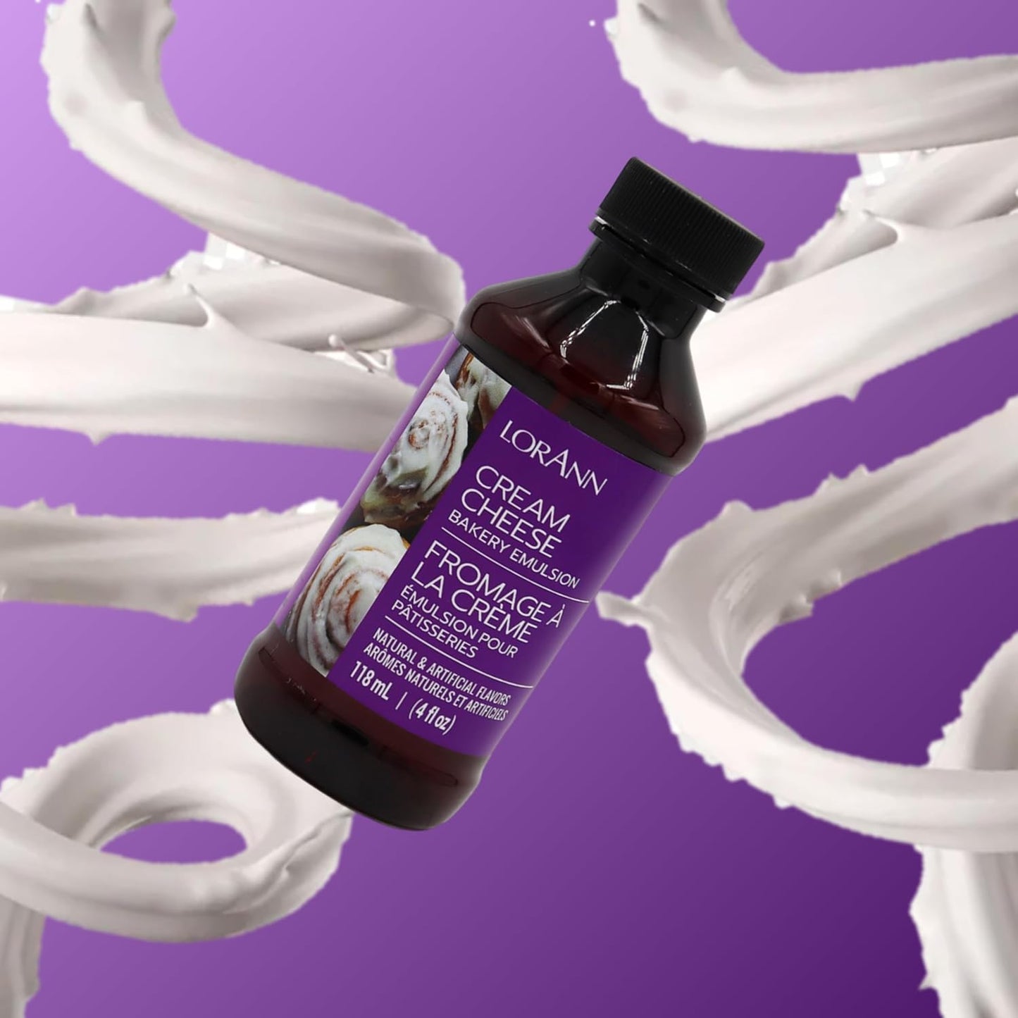 LorAnn Oils Cream Cheese Bakery Emulsion: True Essence, Ideal for Boosting Fruit Tones in Cakes, Cookies & Desserts, Gluten-Free, Keto-Friendly, Extract Substitute Essential for Your Kitchen, 4 Oz