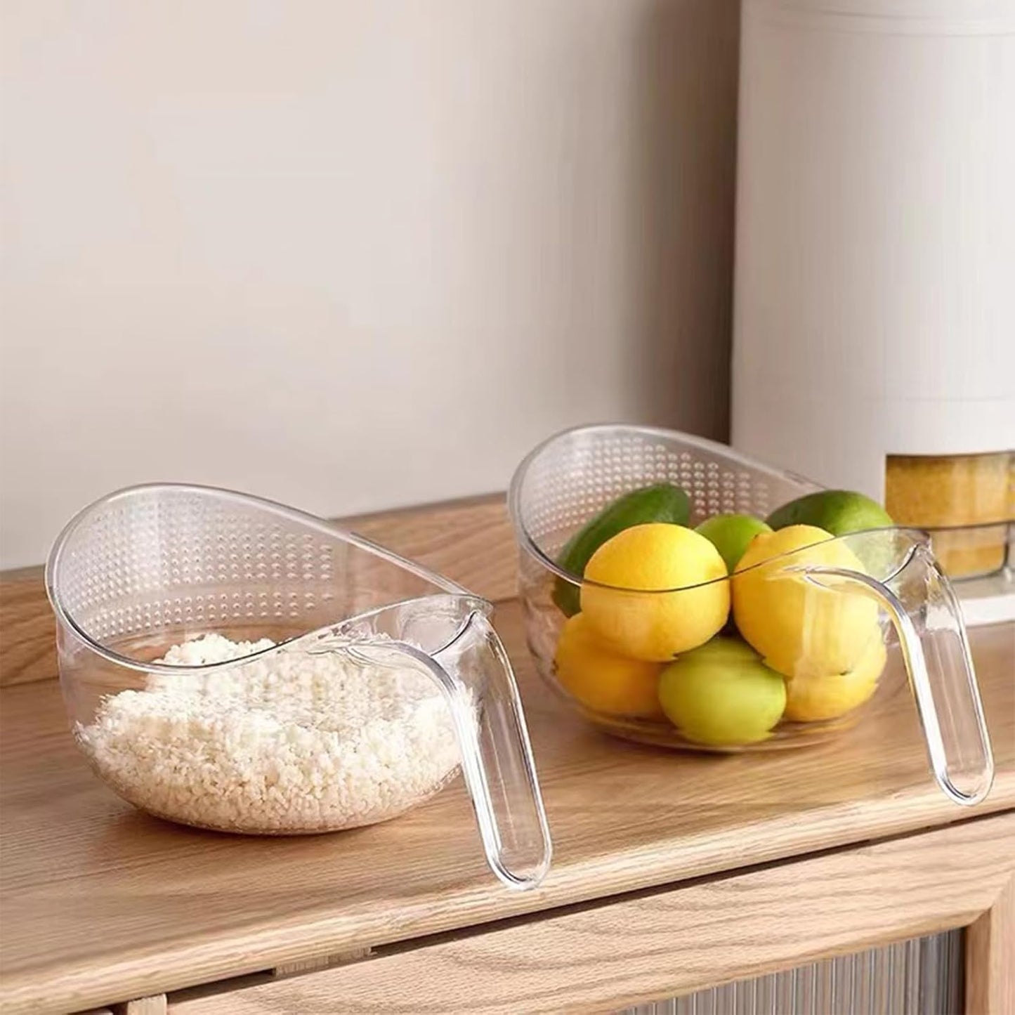 2-In-1 Rice Strainer,Large Rice Washer Beans Washer Strainers And Colanders - Washing Bowl for Fruit Washing Bowl With Strainer,Rice Washing Bowl Multifunctional Drain Basket (White)