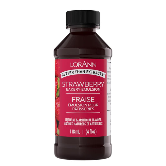 LorAnn Oils Strawberry Bakery Emulsion: True Essence, Ideal for Boosting Fruit Tones in Cakes, Cookies & Desserts, Gluten-Free, Keto-Friendly, Extract Substitute Essential for Your Kitchen, 4 Oz
