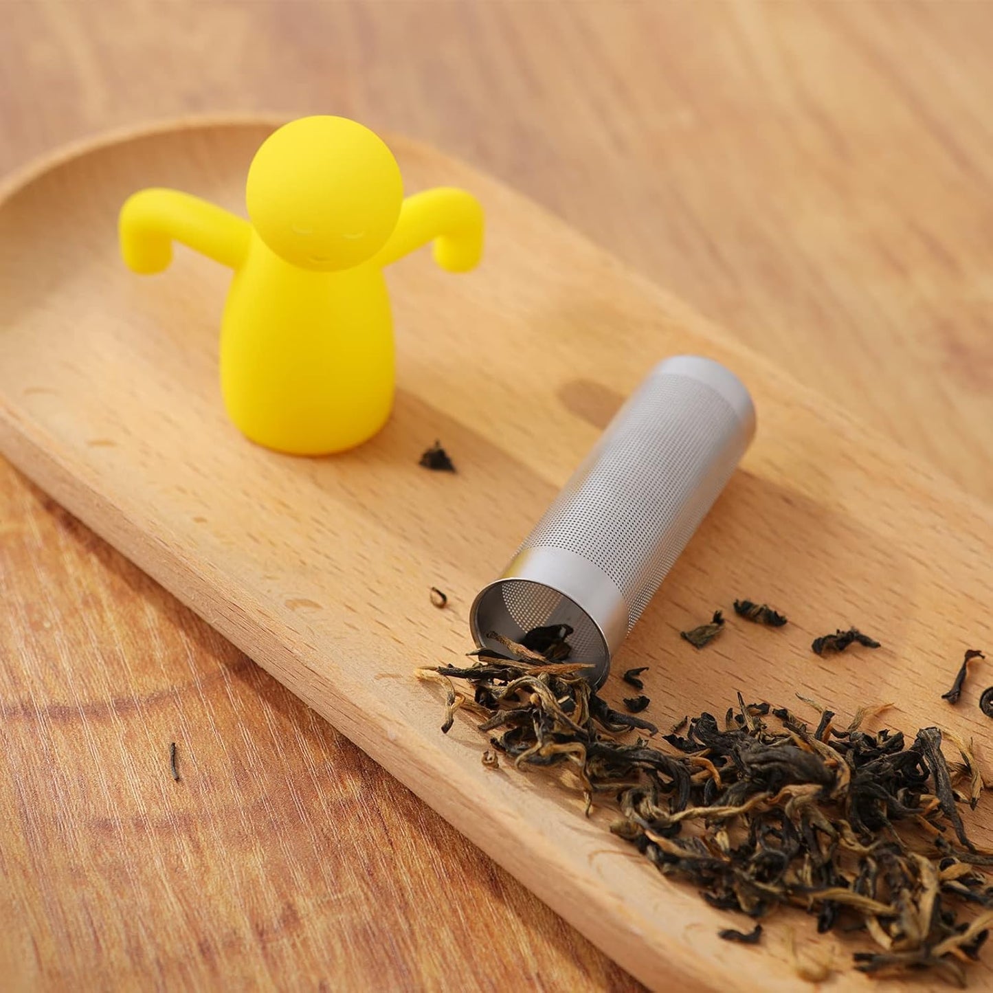 Leden Tea Infuser for Loose Tea Cute Tea Diffuser Fine Mesh Tea Steeper Stainless Steel and Silicone Tea Strainer for Cup and Mug, Yellow