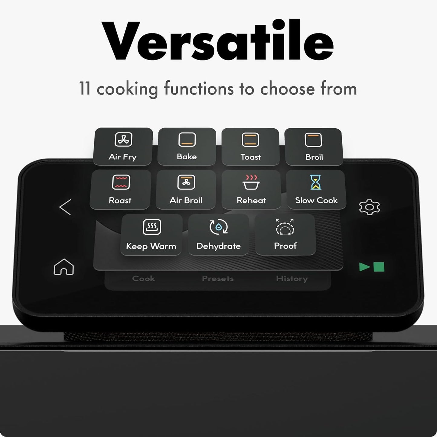 CHEF iQ MiniOven Smart Toaster Oven Air Fryer Combo, 11-in-1 Countertop Convection Oven, Bake, Broil, Air Fry, Broil, Dehydrate, 1750W, 25 Qt Capacity, Fast Cooking with Touchscreen Controls – Black