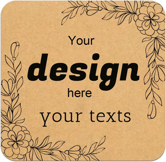 Custom Stickers Personalized Square Kraft Paper Sticker Customizable Floral Wreath Labels, Stickers for Mason Jars, Wedding Favors, Gift Tags, Party Packaging (Style 8)