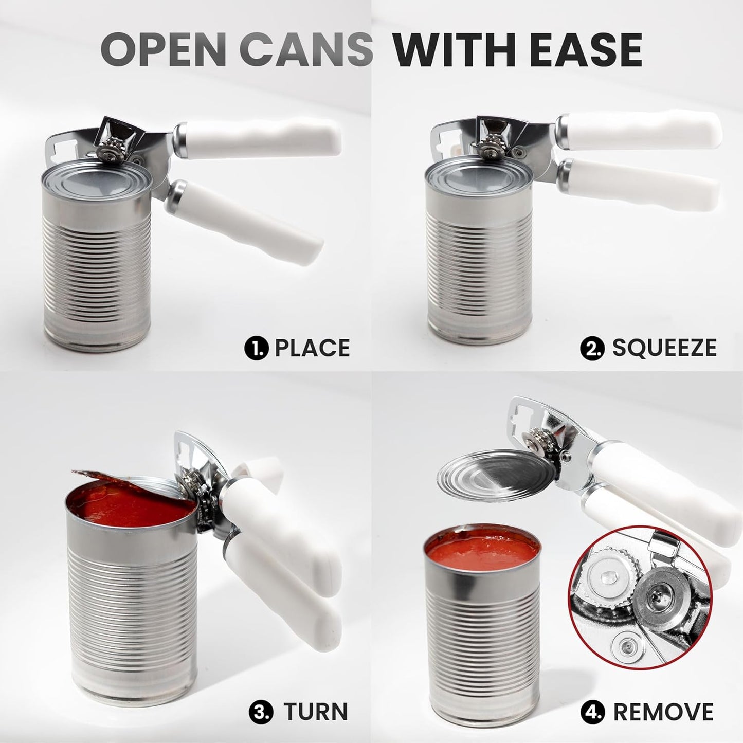 Zulay Kitchen Heavy Duty Stainless Steel Can Opener Manual with Bottle Opener - Rust Proof Manual Can Opener With Turn Knob & Soft Grip Handles