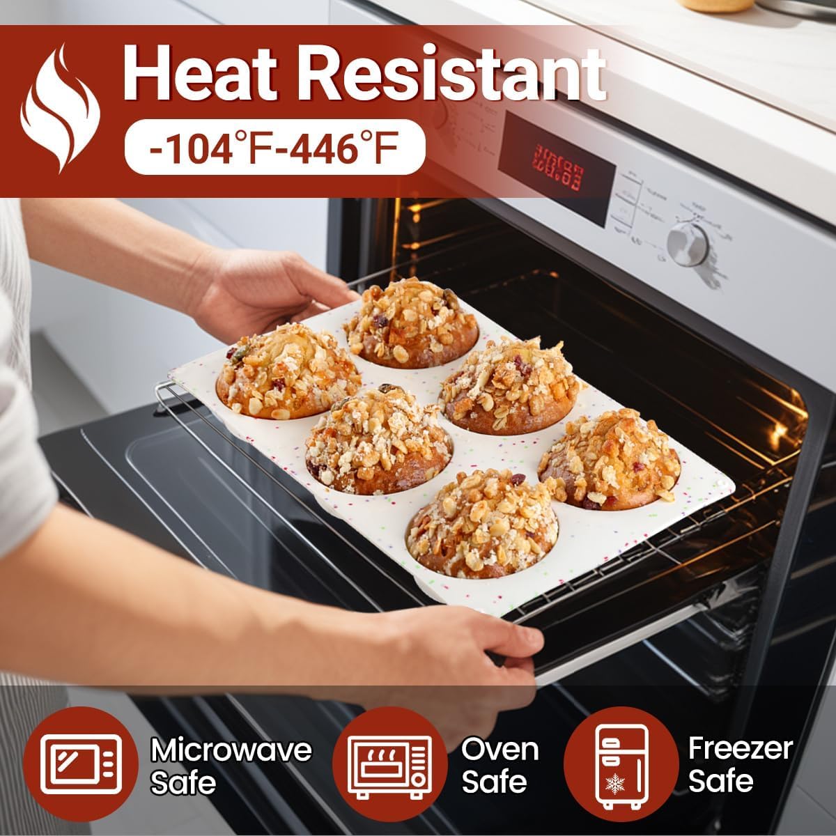 CAKETIME Muffin Top Pan, Silicone Egg Molds for Breakfast Sandwiches 3 Inch Round Baking Pan for Oven English muffins, Whoopie Pies, Corn Bread, Egg bites, Tarts 4 Pack Confetti