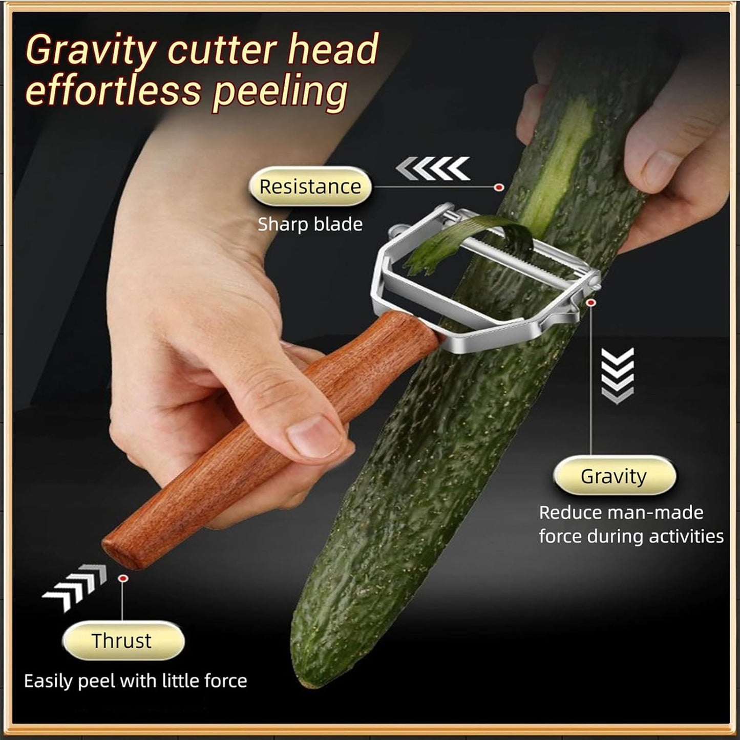 Vegetable Peeler, Stainless Steel Y-Shaped Blade with Wooden Handle, Multi-Purpose Kitchen Tool for Fruits and Vegetables, 6.3 Inches