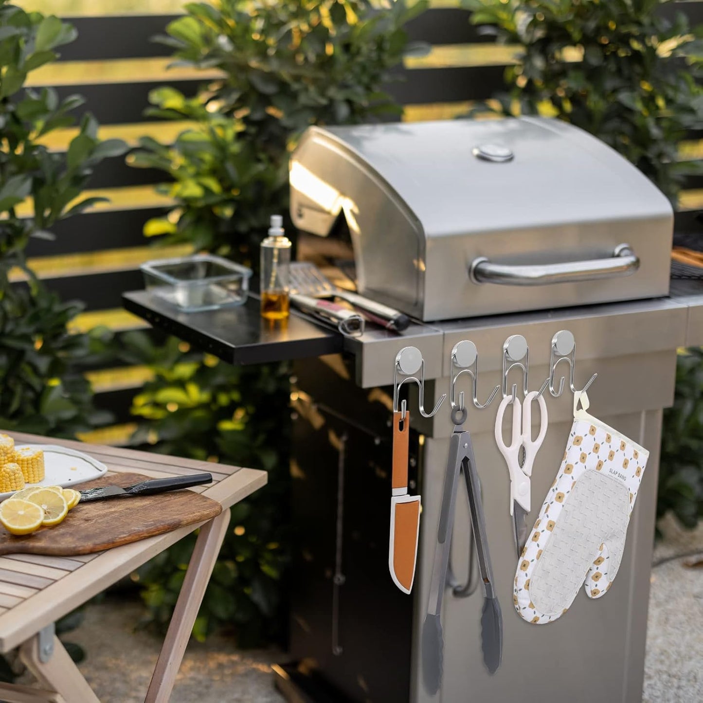 Magnetic Hooks 304 Stainless Steel Hooks Heavy Duty Magnets Hanging Hooks for Refrigerator Grill Toolbox Cabins Outdoor,Cruise Essentials Camper Accessories,8pack(Silver,1.3in-2)