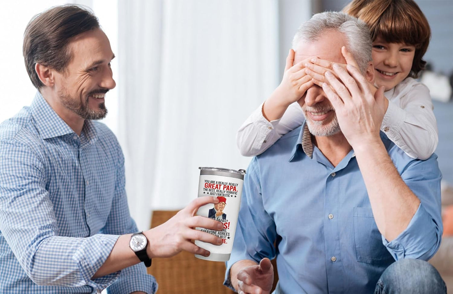 Fathers Day Papa Gifts from Daughter, Son, Kids - Gifts for Papa on Fathers Day, Birthday - Insulated Stainless Steel Tumbler 20oz White