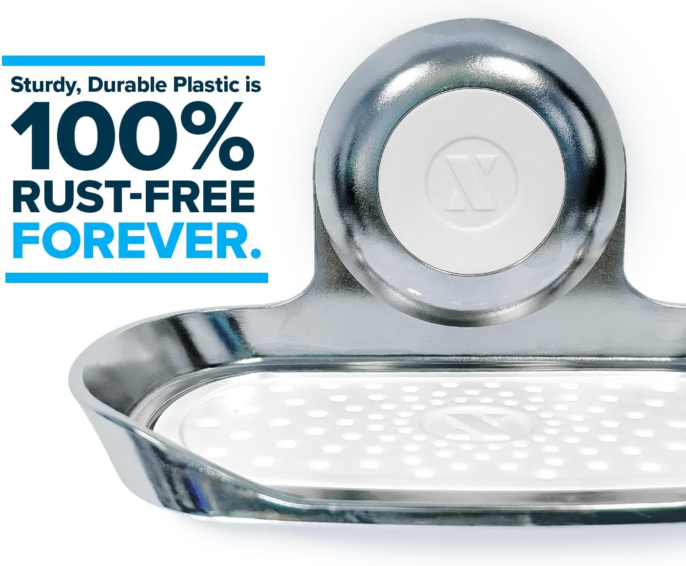 SlipX Solutions Strong Hold Soap Saver, Suction Cup Soap Holder, Must Have Universal Kitchen & Bathroom Shower Accessories (Chrome Finish, Single Tray)