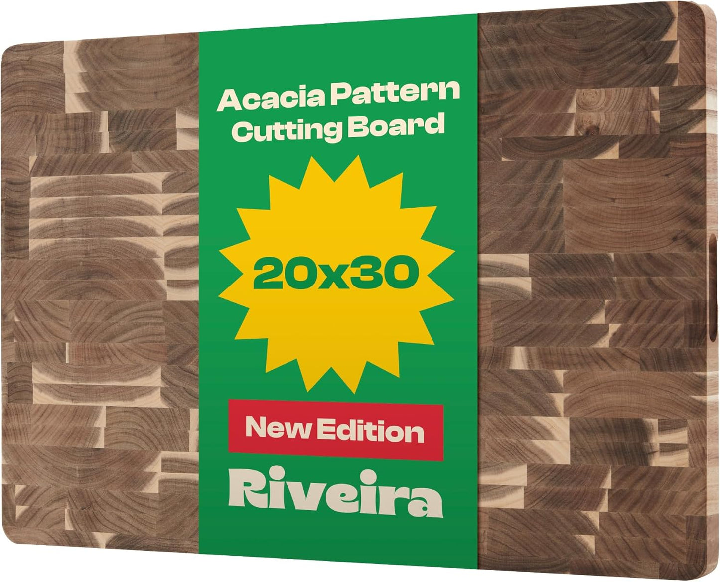 Riveira Acacia Wood Cutting Board – Gourmet Acacia Grandeur: 20 x 30 Wooden Cutting Board – Natural Wooden Cutting Boards For Kitchen Decorative – Innovative Juice Grooves Acacia Wooden Chopping Board