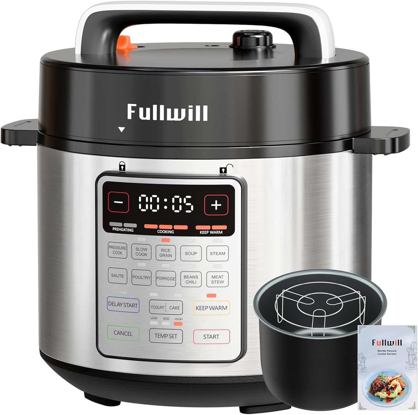 Fullwill 9-in-1 Electric Pressure Cooker, 12 Presets Instant Multi Cooker Olla de Presion Nonstick Pot 6 Quarts