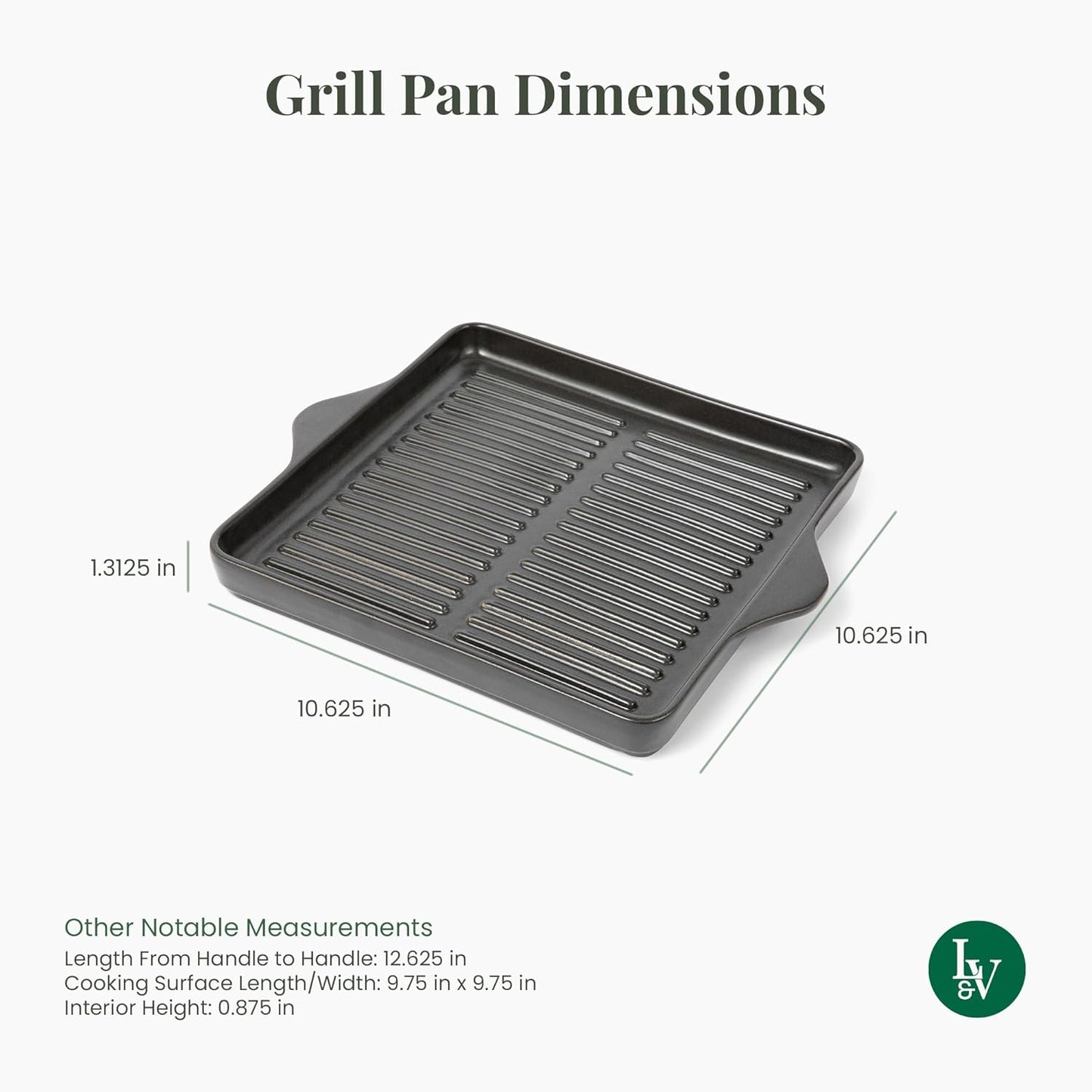 Larder & Vine Indoor/Outdoor Ceramic Stoneware Grill Pan Handmade in Italy