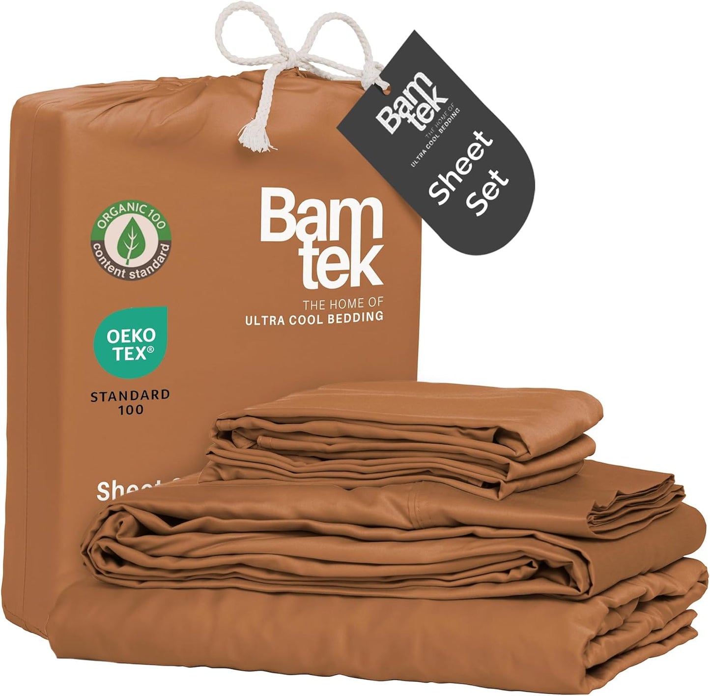 100% Viscose from Bamboo Sheets Full Size, Super Soft Bedding Set, 4PC Cooling Sheets for Hot Sleepers, Vegan Silk Moisture Wicking, Organically Grown Bedsheet, Almond - 54" x 75"