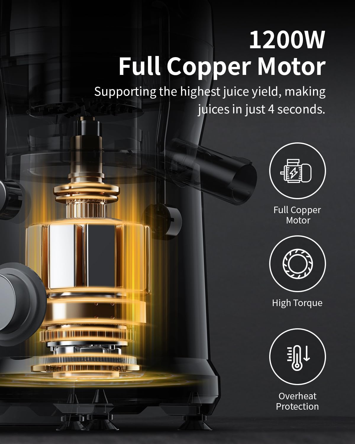 GDOR 1200W Juicer Machines with Larger 3.2" Feed Chute, 45oz Large Juice Jug, Centrifugal Juice Extractor Maker with Titanium Enhanced Cutting System, Dual Speeds, BPA-Free, Silver