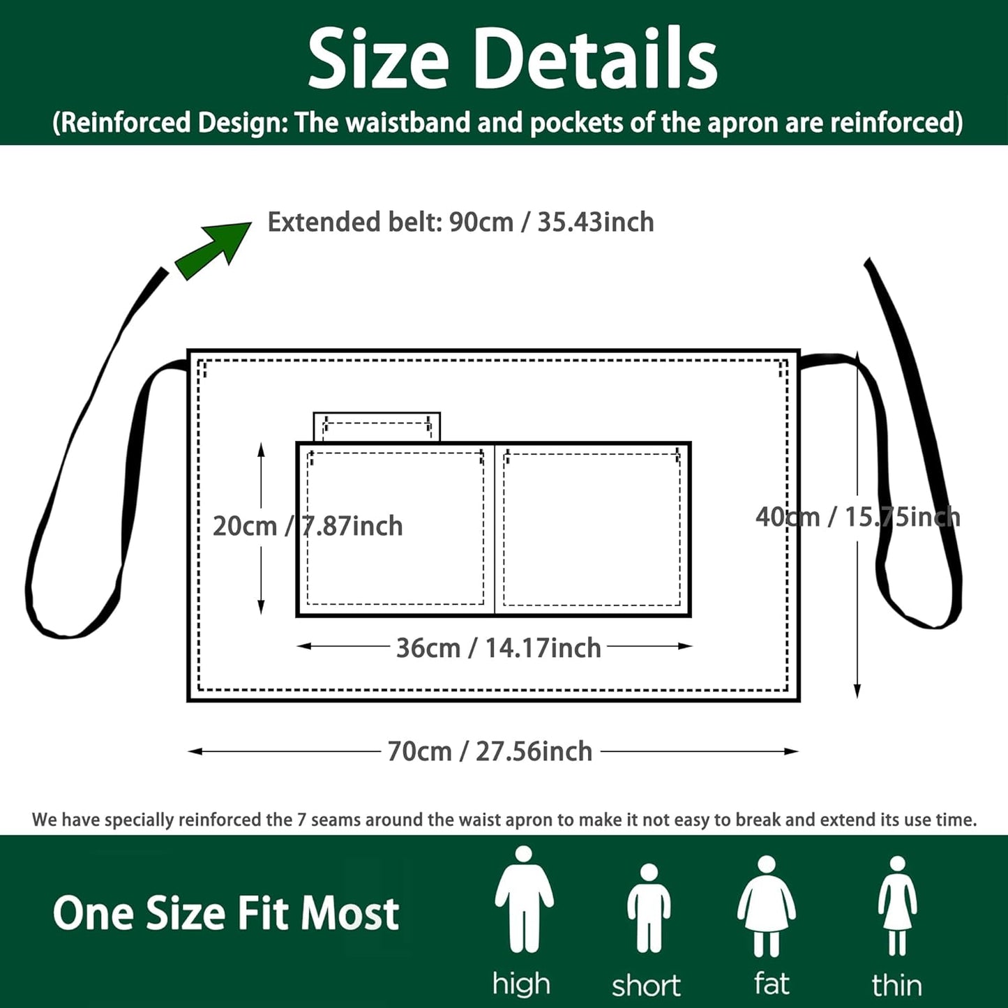 4 Pack Short Server Waitress Chef Apron, White Waist Aprons with 3 Pockets for Women Men, Half Apron for Waiter Cooking Dishwashing Cleaning Painting Gardening Barbecue (Polycotton - White)