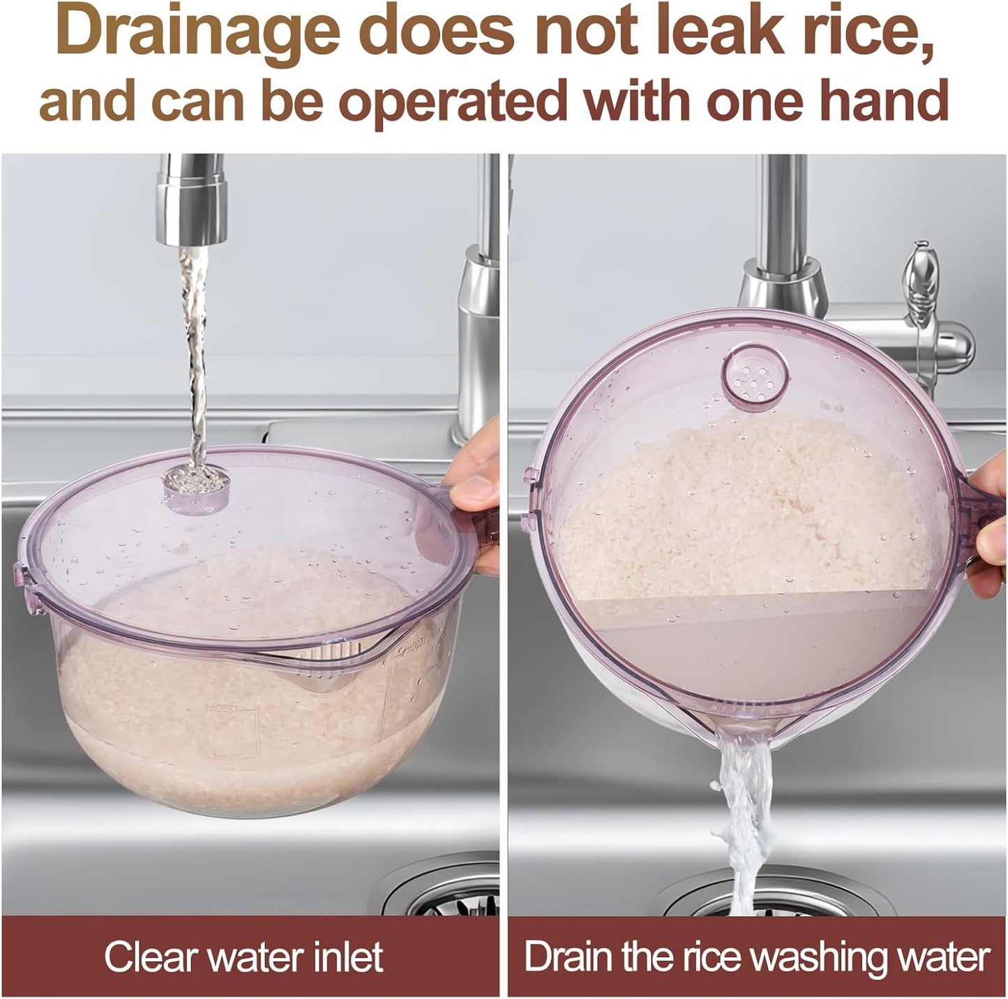 3-in-1 Kitchen Tool: Works as Rice Strainer, Fruit Washing Bowl with Strainer, Water Scoop. PET+PP Material, Rotatable Inner Basket for Easy Draining, Ideal for Rinsing Rice, Washing Fruits/Veggies.