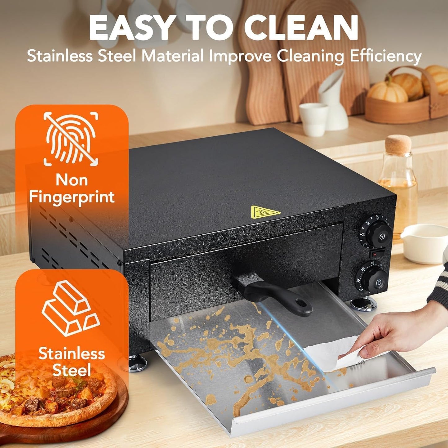 Commercial Electric Pizza Oven 12" 1100W Sealed Stainless Steel Countertop Pizza Maker with Timer for Restaurant, Pizzeria, Food Truck | Indoor Professional Baking Equipment