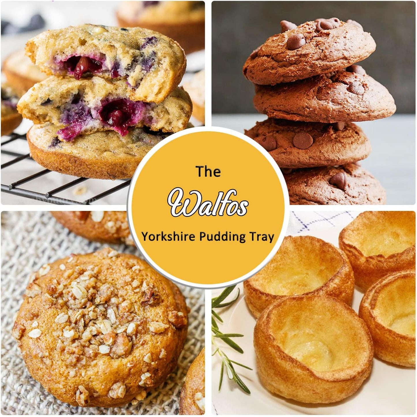 Walfos Silicone Muffin Top Pans for Baking 4inch Jumbo Size, Perfect Results Premium Non-Stick Bakeware Egg Baking Pan, Great for Eggs, Hamburger Bun, Muffin Top and More, Food Grade & BPA Free, 1pc