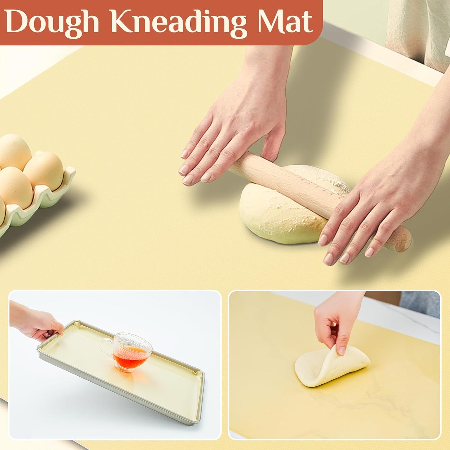 Silicone Baking Mat, 20 IN x 6 FT Free Cutting Baking Sheet,Non-Stick Reusable Dough & Pastry Mat,Non-Slip Silicone Mat Roll for Air Fryer Liner,Freeze Dryer,Oven Baking Pan,Kitchen Counter