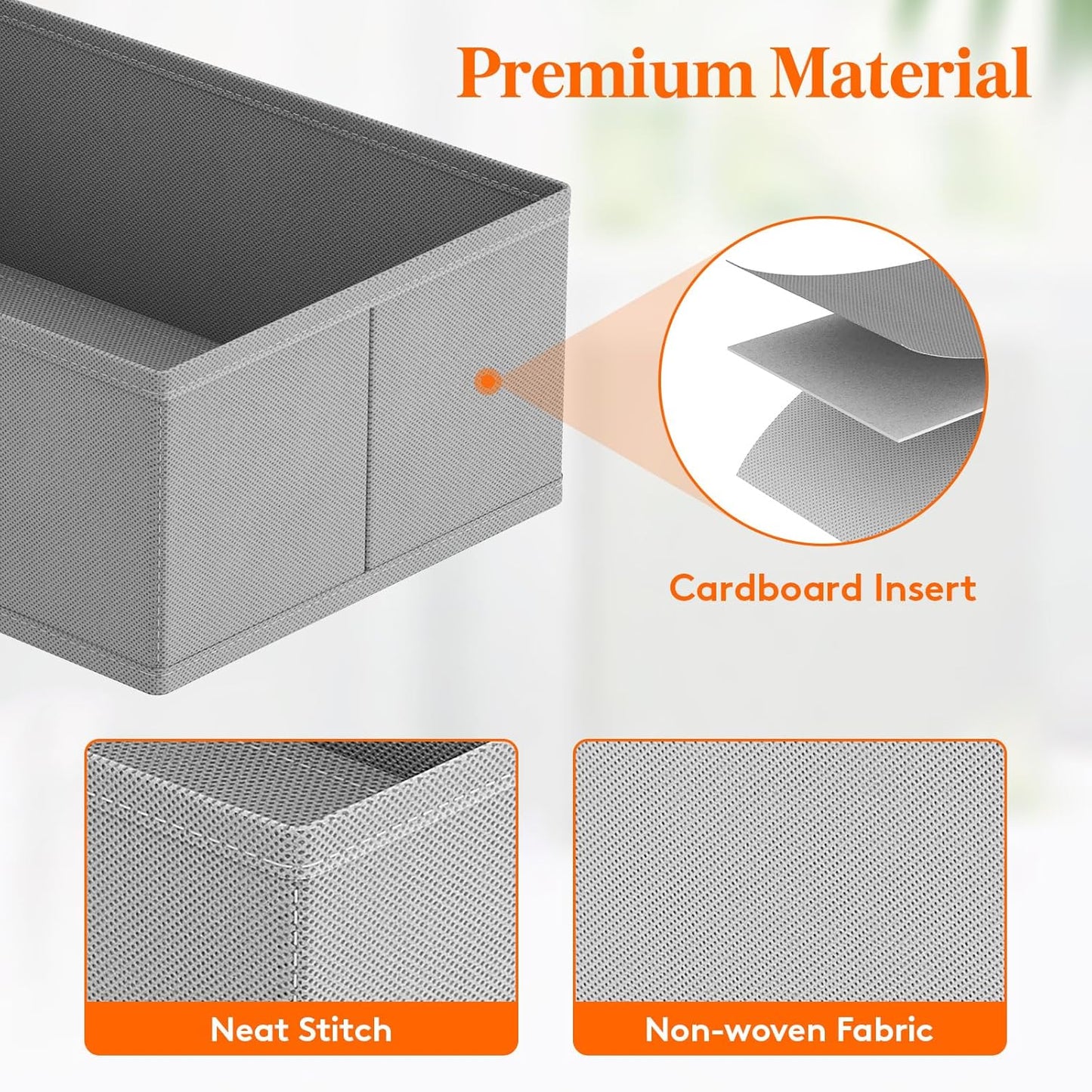 Lifewit Drawer Organizer Clothes for Closet 24 Pack, 3 Sizes Underwear Wardrobe Drawer Dividers, Fabric Foldable Dresser Storage Organizer Bins for Sock, Bra, Lingerie, Undies, Grey