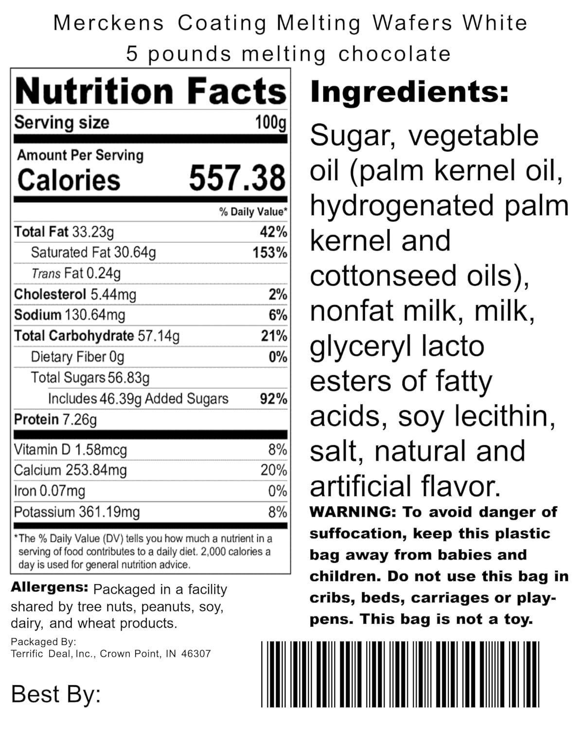 Merckens Coating Melting Wafers White 5 pounds melting chocolate, 80 Ounce