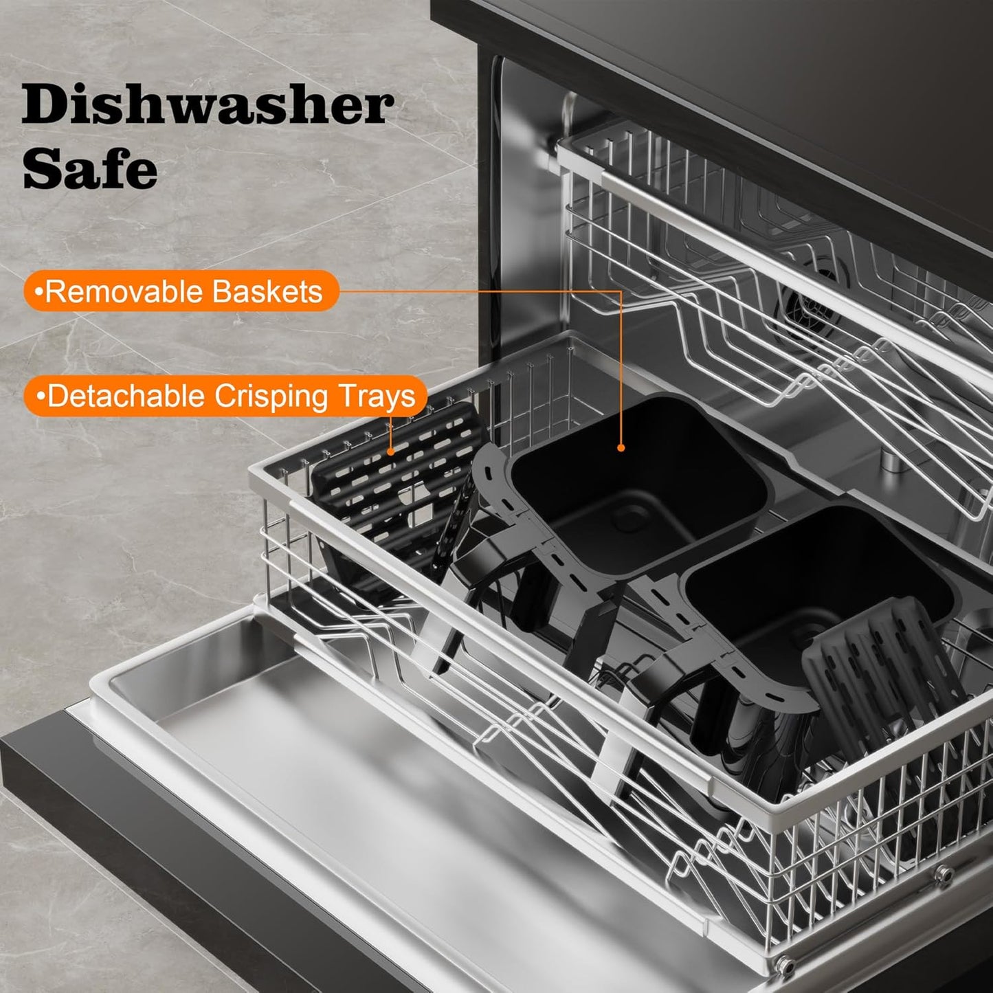 10QT Large Dual Basket Air Fryer with Viewing Window and 50pcs Paper Liners, 10-in-1 Digital Touchscreen Double Zone Air Fryers, SyncCook to Bake,Roast,Reheat,Broil, Nonstick Dishwasher Safe