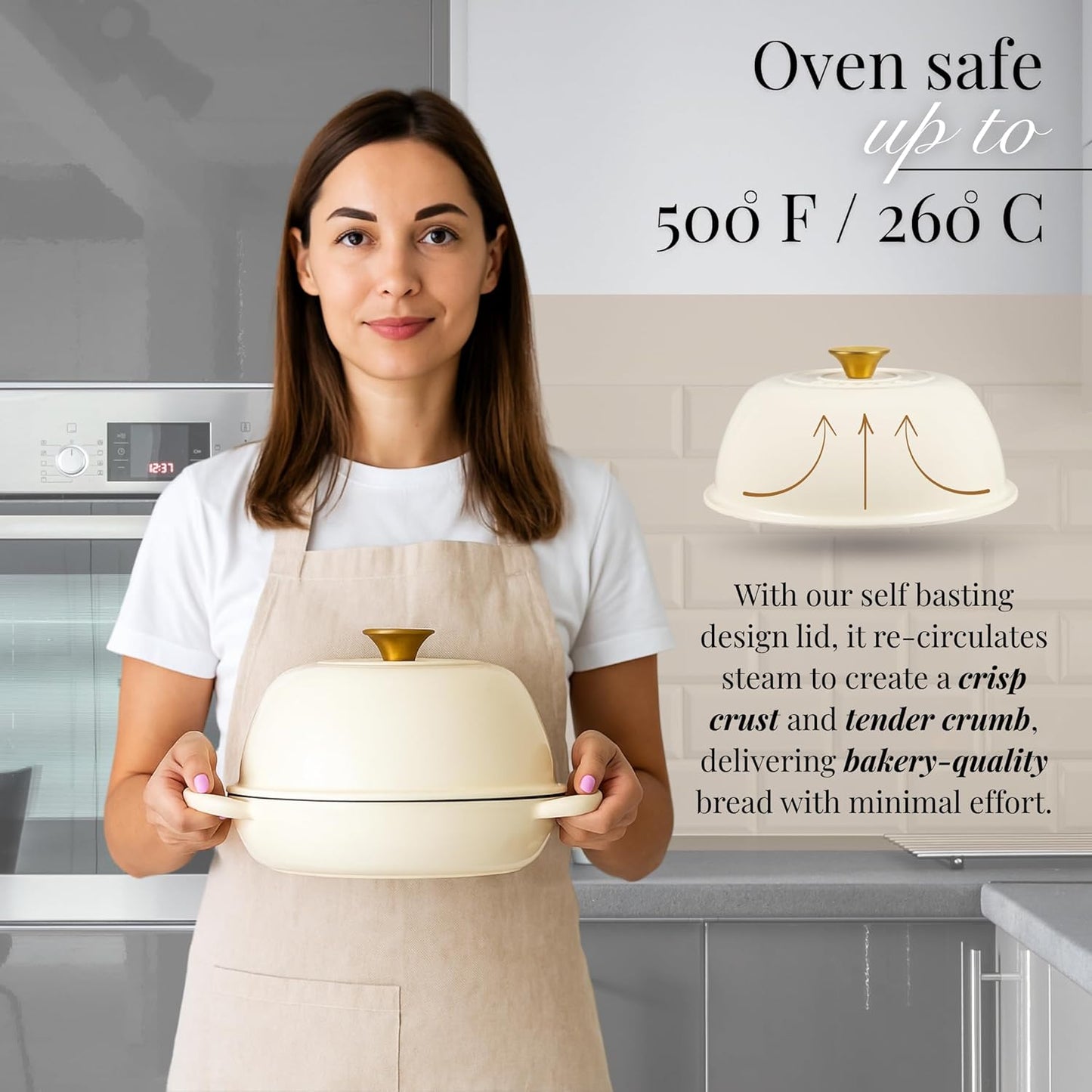 Enamelled Cast Iron Dutch Oven For Bread Baking – Dutch Oven Pot For Sourdough Bread Baking – Cast Iron Bread Pot – Dark Blue, 6 Quarts, 22cm – by Nuovva