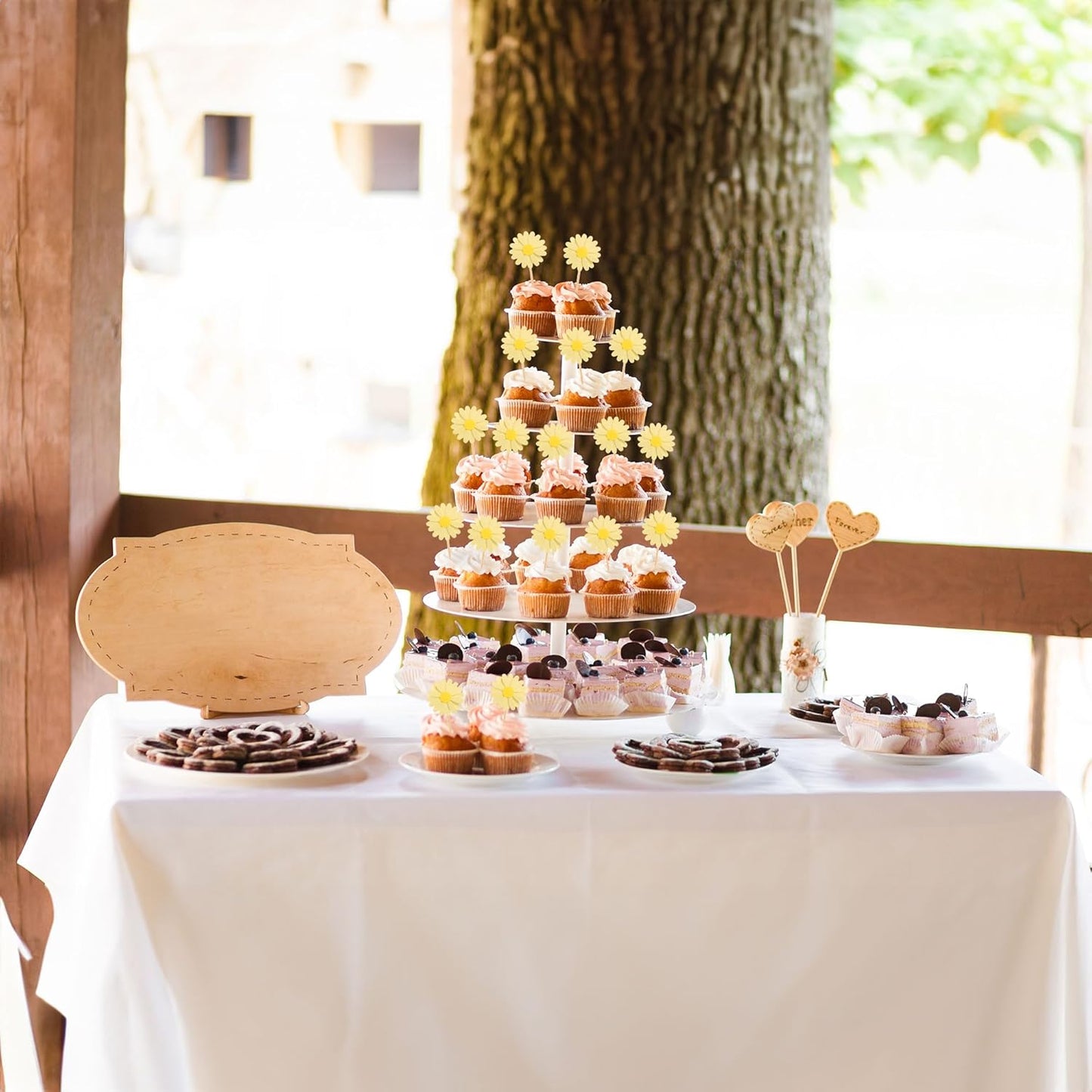 24Pcs Daisy Cupcake Toppers Daisy Flower Party Picks Spring Daisy Toothpicks Chrysanthemum Food Picks Girls Baby Shower Birthday Wedding Party Decorations Yellow