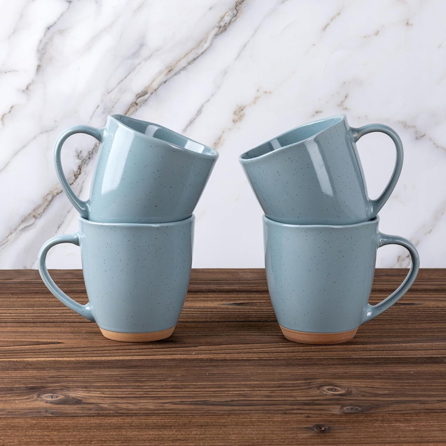 AmorArc 12oz Coffee Mugs, Ceramic Coffee Mugs set of 4 for Man, Woman, Dad, Mom, Modern Coffee Cups with handle for Latte/Cappuccino/Milk/Cocoa. Dishwasher&Microwave Safe, Blue