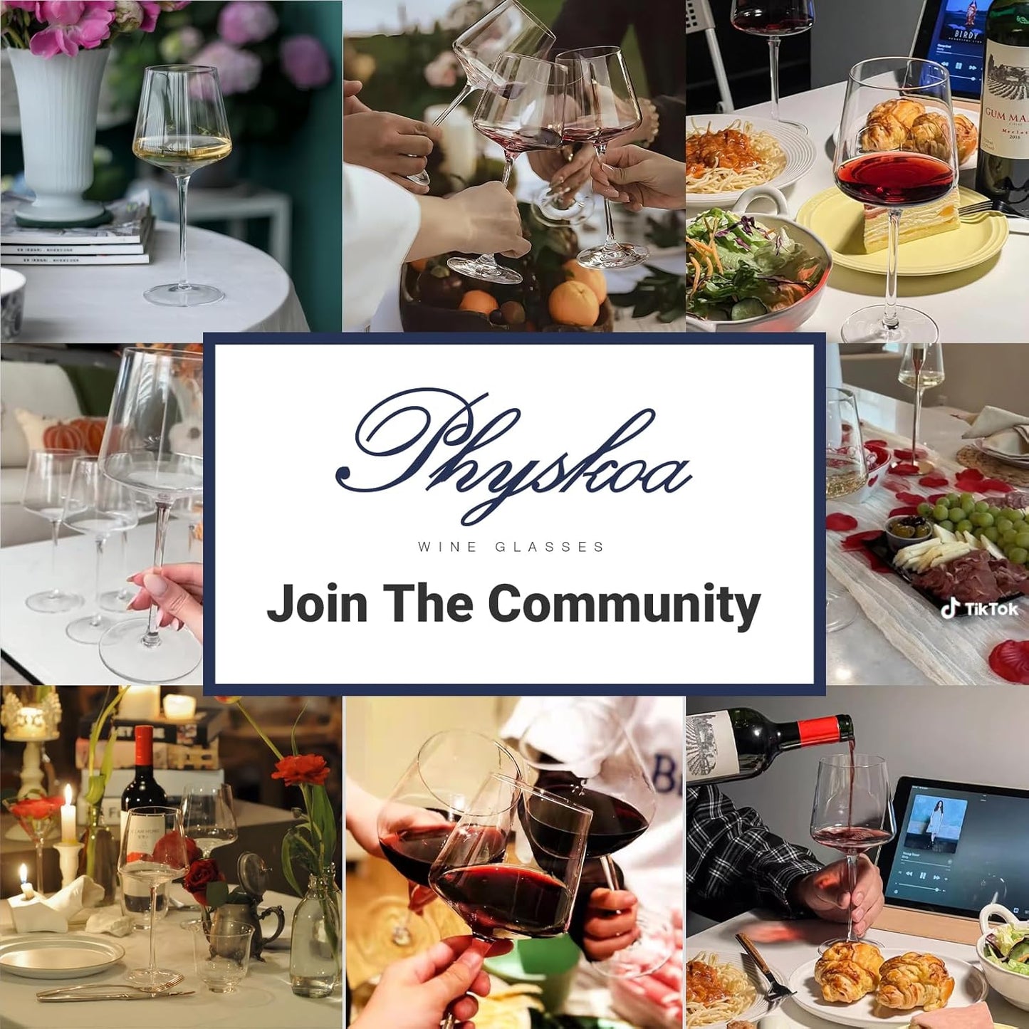 Physkoa 18oz Red Wine Glasses Set of 4-LeadFree Crystal Wine Glass with Tall Long Stem【Hand Blown Italian Style】 Stemmed Square Wine Glasses Gifts for Home Party