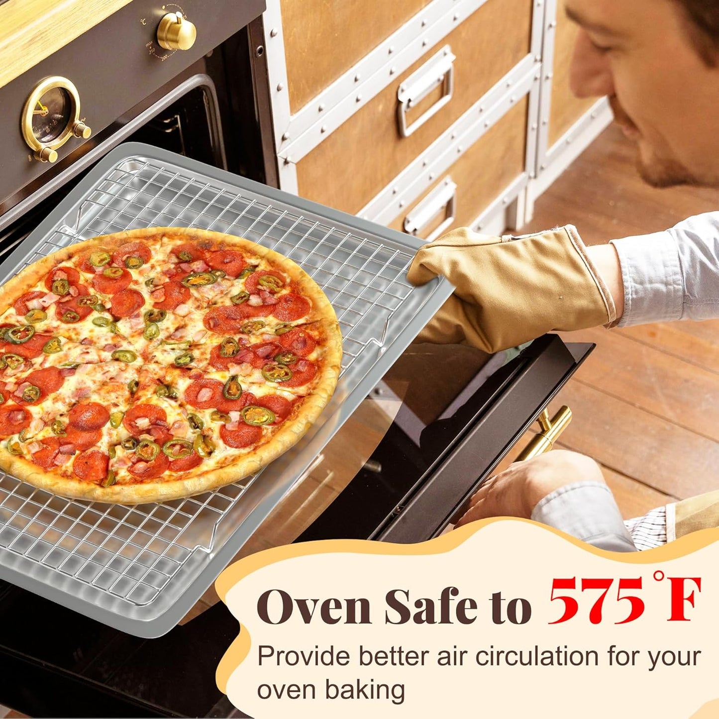 Cooling Racks for Cooking and Baking - 2 PCS 11.65" x 16.85" Grid Wire Baking Rack for Oven Cooking, Baking, Grilling, Roasting -Dishwasher Safe Bacon Rack- Fits Half Sheet Cookie Pan