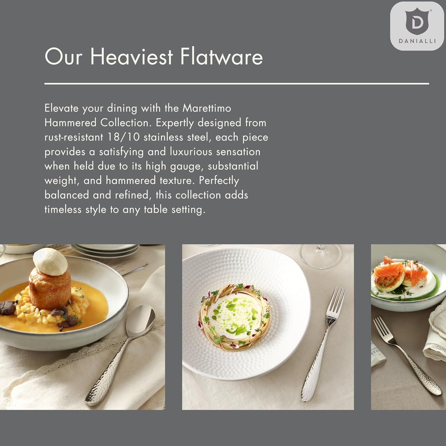 Silverware Set for 16 | 18/10 Stainless Steel Flatware Set | Mirror Finish, Heavy-Duty, Dishwasher Safe, Elegant & Durable, Built to Last (80-Piece, Marettimo Hammered)