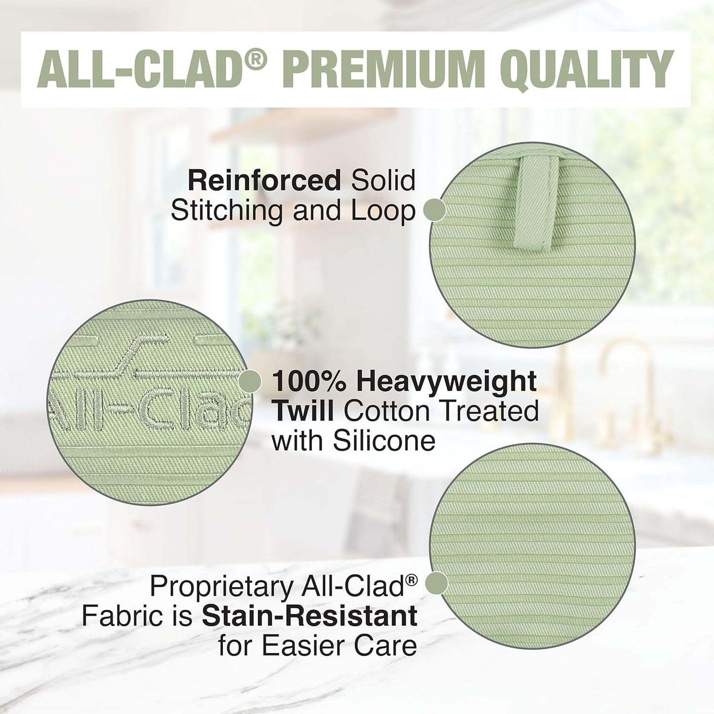 All-Clad Premium Pot Holder & Hot Pad: Heat Resistant to 500 Degrees - 100% Cotton, 10"x6.25" Hot Pad for Kitchen and Barbeque, (1-Pack), Fennel