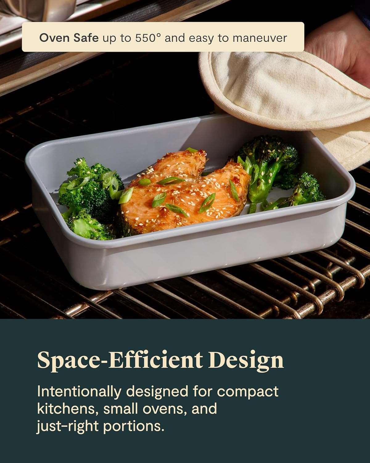 Caraway Nonstick 9” x 6.5” Small Rectangle Baking Pan – Non-Toxic, PTFE & PFOA Free – Aluminized Steel Core – Deep Ceramic Baking Pan for Casseroles, Lasagna & More - Sage